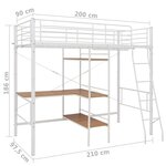 vidaXL Lit superposé avec table sans matelas blanc métal 90x200 cm