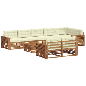 vidaXL Ensemble de canapés d'extérieur 9 pc Naturel et Crème