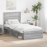 vidaXL Cadre de lit Gris Sonoma 90 x 190 cm Pin massif