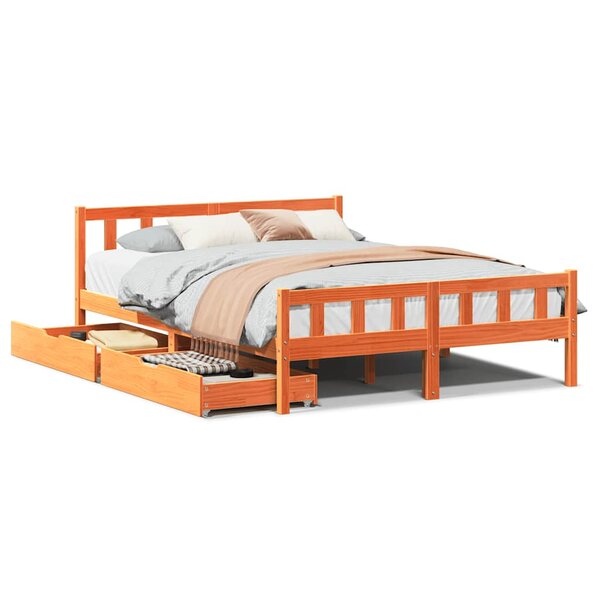 vidaXL Cadre de lit sans matelas cire marron 160x200cm bois pin massif