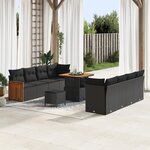 Ensemble de Canapé de Jardin vidaXL 11 pièces Noire avec Coussins