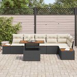 vidaXL Ensemble de canapé de jardin 7 Pièces Noir Poly rotin