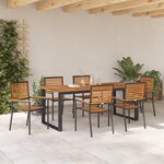 Ensemble salle à manger jardin 7 pièces vidaXL Noir poly rotin acacia