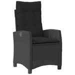 vidaXL Set de dîner de jardin de 5 pièces avec coussins noir en poly rattan