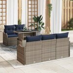 vidaXL Ensemble de canapé de jardin 6 Pièces Gris et marine polyrotin