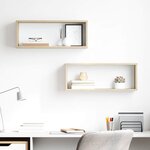 vidaXL Étagères murales cube 2 Pièces Chêne sonoma Bois d’ingénierie