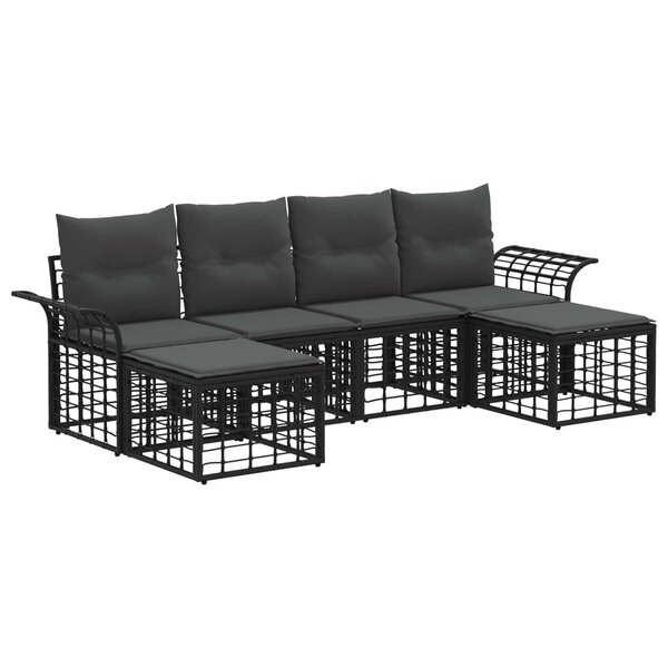 vidaXL Ensemble de canapés d'extérieur 6 Pièces Noir et Gris foncé