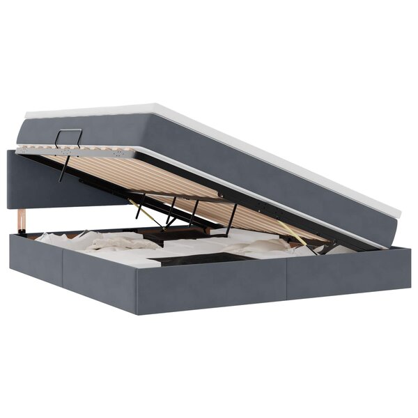 vidaXL Lit de Rangement Gris foncé 160 x 200 cm Velours