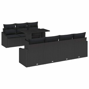 vidaXL Ensemble de canapé de jardin avec coussin 8 Pièces Noir