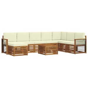 vidaXL Ensemble de canapés d'extérieur 9 pc Naturel et Crème