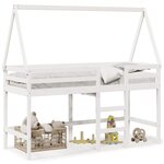 vidaXL Lit superposé et échelle et toit blanc 90x200cm bois pin massif