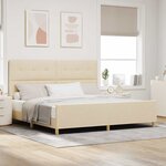 vidaXL Cadre de lit avec tête de lit Crème 200 x 200 cm tissu