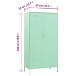 vidaXL Garde-robe Vert menthe 90x50x180 cm Acier
