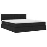 vidaXL Lit de rangement LED avec matelas Noir 180 x 200 cm Tissu