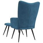 vidaXL Chaise de relaxation avec tabouret Bleu Velours