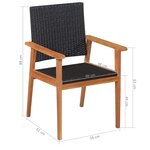 vidaXL Ensemble à manger d'extérieur 5 Pièces Résine tressée Noir marron