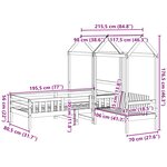 vidaXL Ensemble de lit et de banc avec toit sans matelas 75x190 cm