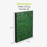 ACROPAQ Carton à dessin A2- 52 x 72 cm  XXL Grand  Avec fermeture élastique  Dos extensible pour plus d'espace- Vert-Noir