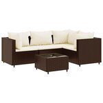 vidaXL Salon de jardin 5 Pièces avec coussins Marron Résine tressée