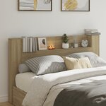 vidaXL Armoire tête de lit avec LED chêne sonoma 180x16 5x103 5 cm