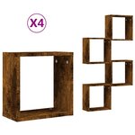 vidaXL Étagères murales sous forme de cube 4 Pièces chêne fumé 30x15x30cm