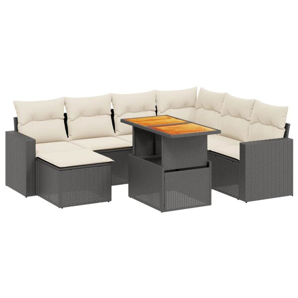 vidaXL Salon de jardin 8 Pièces avec coussins noir résine tressée