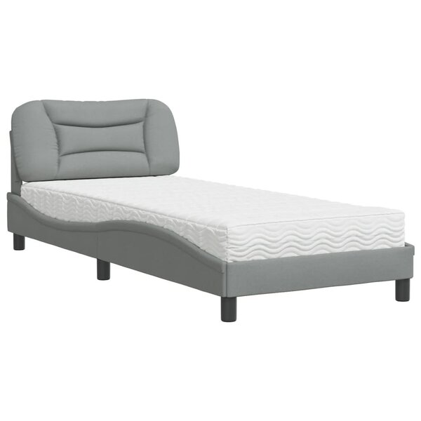 vidaXL Lit avec matelas Hvar gris clair 80x200 cm tissu