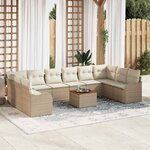 vidaXL Ensemble de canapé de jardin 11 Pièces Beige  blanc