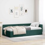 vidaXL Cadre de lit d'angle Vert foncé 80 cm x 200 cm tissu