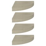 vidaXL Étagères d'angle flottantes 4 Pièces chêne 25x25x3 8 cm MDF