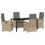 vidaXL Ensemble de salle à manger de jardin 5 pièces avec coussins en poly rattan beige