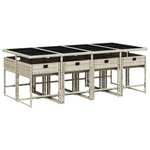vidaXL Ensemble à manger de jardin et coussins 9 Pièces gris clair rotin