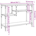 vidaXL Table console avec étagères sonoma gris 100x35x75 cm