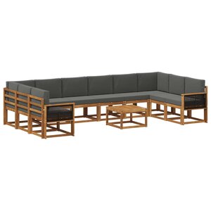 vidaXL Ensemble de canapés d'extérieur 11 pc Naturel et Anthracite
