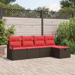 vidaXL Ensemble de canapé de jardin 5 Pièces Marron Poly rotin