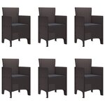 vidaXL Ensemble de Salle à Manger de Jardin de 7 Pièces avec Coussins Marron Rattan Synthétique