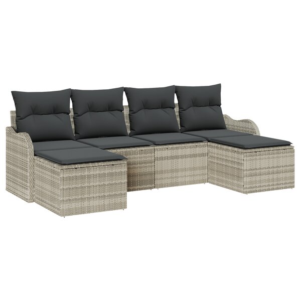 Ensemble de Canapé de Jardin 6 pièces vidaXL avec Coussins Gris Clair Rotin synthétique