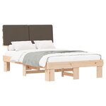 vidaXL Cadre de lit avec tête de lit rembourrée Taupe 120 x 200 cm