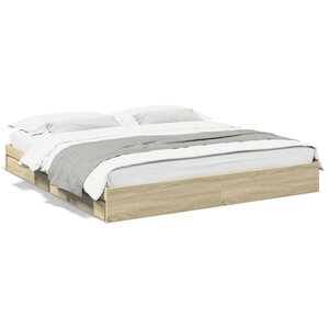 vidaXL Cadre de lit avec tiroirs sans matelas chêne sonoma 180x200 cm