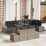 vidaXL Ensemble de canapé de jardin 9 Pièces Gris Poly rotin
