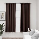 vidaXL Rideaux occultants aspect lin et crochets 2 Pièces Taupe 140x175cm