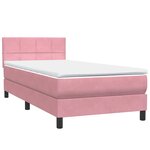 vidaXL Sommier à lattes de lit avec matelas et LED rose 100x220 cm velours