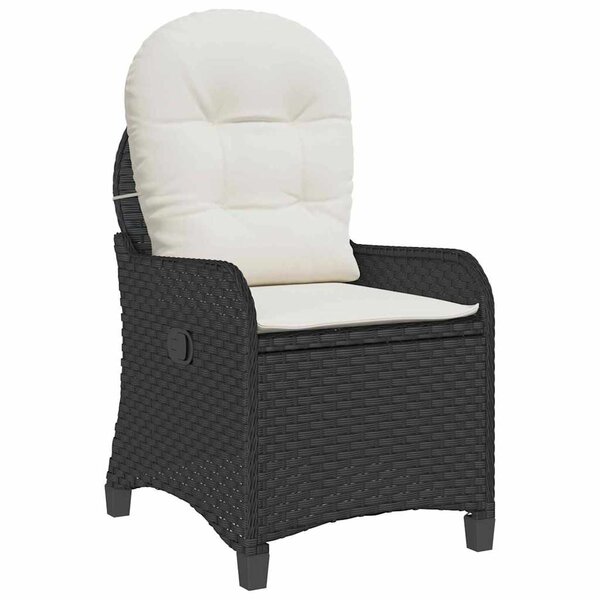 vidaXL Fauteuil inclinable avec coussin Noir 56 x 66 x 95 cm polyrotin