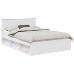 vidaXL Cadre de lit avec tête de lit Blanc 135 x 190 cm Pin massif