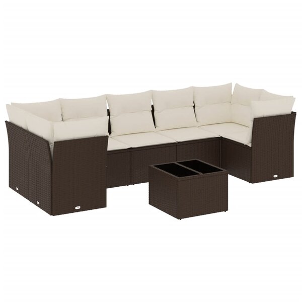 vidaXL Salon de jardin 8 Pièces avec coussins marron résine tressée