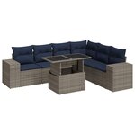 vidaXL Salon de jardin avec coussins 7 Pièces gris résine tressée acacia