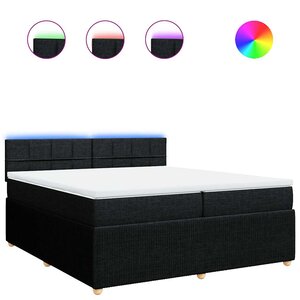 vidaXL Sommier à lattes de lit avec matelas Noir 200x200 cm Tissu
