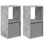 vidaXL Table de chevet avec tiroir 2 Pièces Gris béton 35 x 32 x 68 5 cm