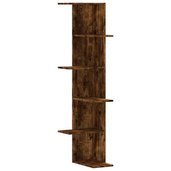 vidaXL Étagère d'angle murale chêne fumé bois d'ingénierie