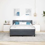 Lit à ressorts vidaXL avec matelas gris foncé 160x200 cm en velours